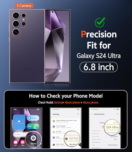 Image of FNTCASE for Samsung Galaxy S24-Ultra Case: Matte Magnetic Translucent Phone Cases with Screen Protector Lens Protection Compatible with Magsafe Rugged Protective Cell Cover (C-Dark Purple)