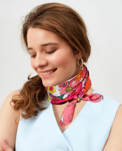 AWAYTR Mulberry Silk Scarf for Women - 27 IN Pure Silk Hair Scarves with Gift Pack4