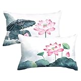 Kissenbezug 40x60 Türkis Sofakissen Rosa Kopfkissenbezug Set 2er Leinen Kissenbezüge mit Verdecktem Reißverschluss Rechteck Kissenhüllen Dekokissen für Deko Wohnzimmer, Geschenke für Frauen p0q-435