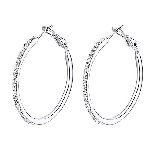 Hoop Earrings, Fashion Jewelry CZ Cubic Zirconia Rhinestone Hoop Earrings for Women Gifts 1.38in, 1.5in, 1.77in