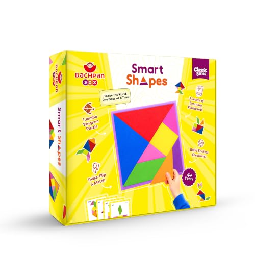 Image of Tangram Puzzle for Kids Age 3-8 | Smart Shapes Educational Learning Toy | Brain Development & Pattern Building Game | Montessori STEM Activity Kit with Flashcards | Gift for Boys & Girls