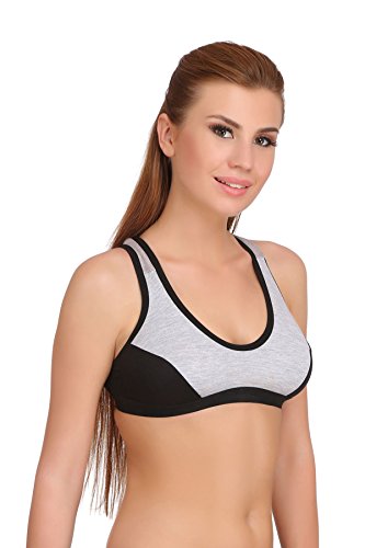 Image of Women's Cotton Lycra Blend Sports Bra, Regular Everyday Bra|Full Coverage Bra|Yoga Fitness Bra Exercise Gym Bra No Padded Sports Bra