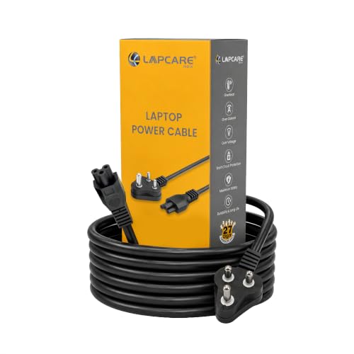 Image of Lapcare Universal Laptop Power Cable 3 Pin AC Power Cord for Laptop Chargers & Adapters, Heavy Duty Copper Wire, Compatible with HP Dell Lenovo Acer ASUS Samsung LG Sony Toshiba, 1.2M