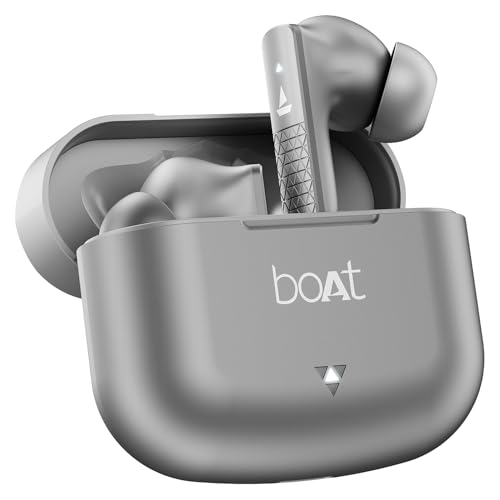 Image of Boat Airdopes 91, 45HRS Battery, 50ms Low Latency, ENx Tech, Fast Charge, IPX4, IWP Tech, v5.3 Bluetooth Earbuds, TWS Ear Buds Wireless Earphones with mic (Mist Grey)