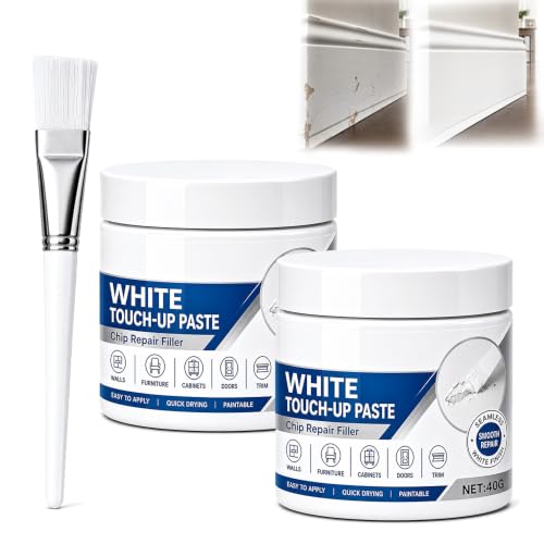 Image of White Furniture Touch-Up Paste with Brush, 40g Wood Repair Filler (White*2)