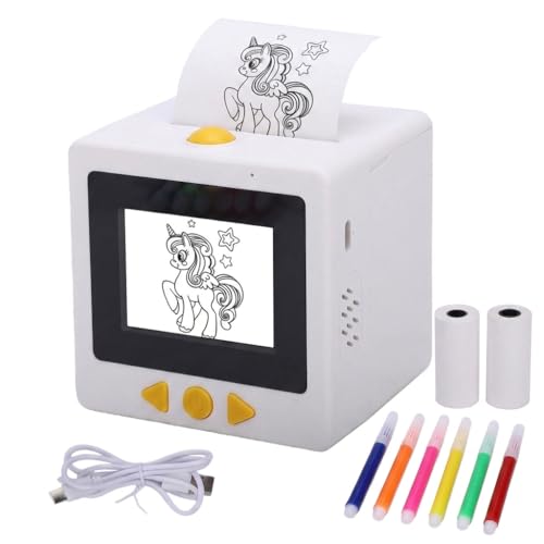 Image of Jiawu Smart AI Voice Sticker Printer, Portable Mini Thermal Printer with APP, 2 Paper Rolls & 6 Colored Pencils, 2.4in HD Screen AI Sticker Maker for Scrapbooking, Crafts, Gift