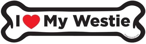 Magnet Me Up I Love My Westie Dog Bone Magnet Decal, 2x7 Inches, Heavy Automotive Magnet for Car Truck SUV