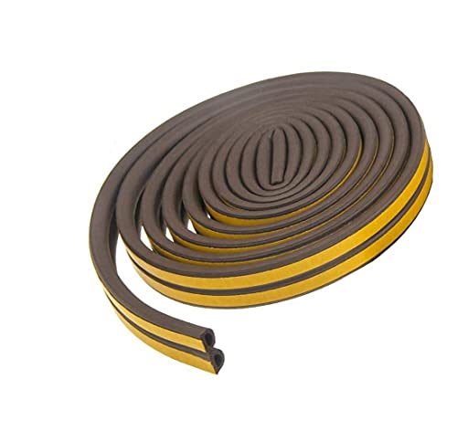 Image of D Shaped (Brown) Self-Adhesive EPDM Doors and Windows Foam Seal Strip Soundproofing Collision Avoidance Rubber Weatherstrip 6 Meter (2 x 3 M = 6 Meter)