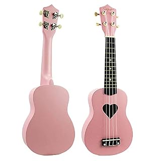 XJJZS Ukulélé soprano rose 21 pouces 4 cordes pas cher Hawaii Mini guitare en forme de coeur bois de tilleul - Les Beatles, Paul McCartney, John Lennon, RIngo Starr, George Harrison XJJZS Ukulélé soprano rose 21 pouces 4 cordes pas cher Hawaii Mini guitare en forme de coeur bois de tilleul – Image 4