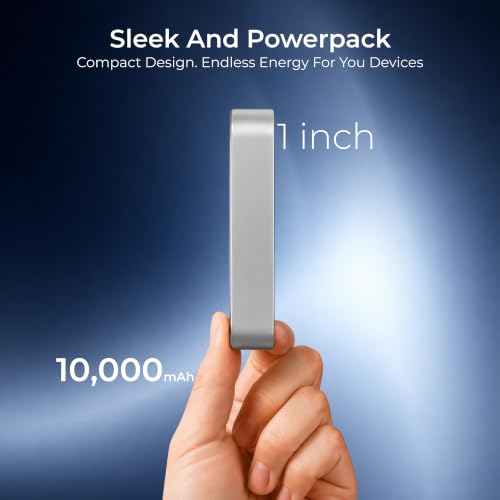Image of AILKIN 10000mAh Magnetic Wireless Power Bank, MagSafe Compatible Portable Charger with Kickstand, Fast Charging Mini Power Bank Compatible for iPhone 16 /15 /14 /13 Series & Android USB-C Devices