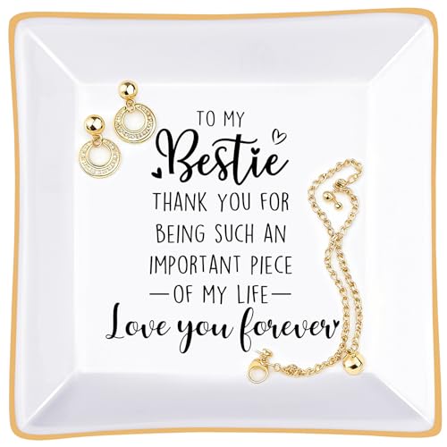 Titanape To My Bestie Gifts - Plato de baratija de 0.4 pulgadas para mejor amiga, regalos de cumpleaños para mujeres, regalos para amigas, mujeres, mejores amigas, hermanas del alma, mejor amiga de