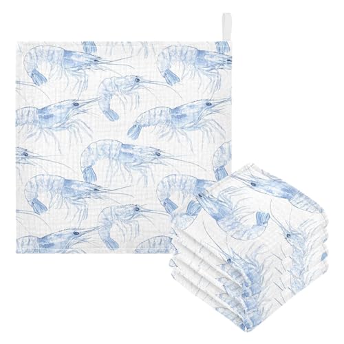 vvfelixl Baby Muslin Washcloths Crystal Clear Shrimp Baby Burp Cloths Cotton Babys Face Towel for Newborn Infants Boys Girls Soft and Absorbent 11.8 X 11.8 in, 3 Pack3