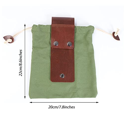 Canvas Foraging Pouch for Hiking, Durable Collapsible Bushcraft Waist Bag for Outdoors Camping, Easy Looping Around Belts - Image 4