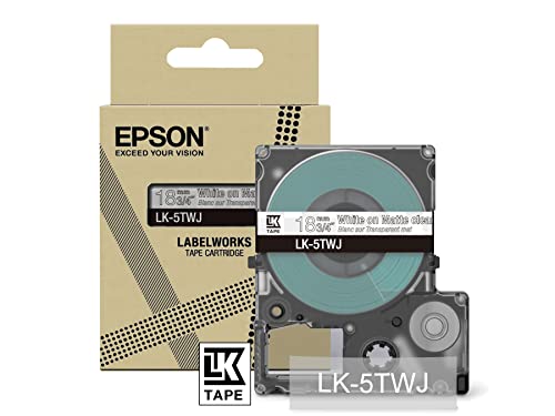 Matte Clear/White 18mm LK-5TWJ, Matte Transparent/White, 18 mm