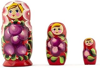 BestPysanky Set of 3 Anemone Flowers Wooden Nesting Dolls 3.5 Inches