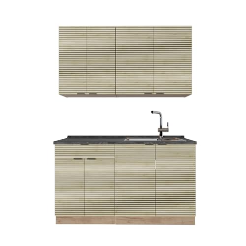 Vicco Cuisine Fame-Line, Chêne lambris/chêne doré, 140cm, PT Anthracite, pour Une Combinaison Libre avec des modules de Cuisine complémentaires