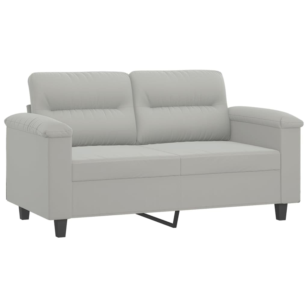 Juego de 4 piezas de sofá gris claro con tejido de microfibra, incluye chaise longue, sofá de 2 plazas, sofá de 3 plazas y reposapiés, taburete de 60 x 50 x 41 cm, diseño moderno para salón