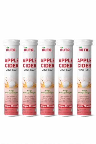 Image of Apple Cider Vinegar Effervescent Tablets | Apple Flavour | With Mother Vinegar, Pomegranate Extract, Vitamin B12 & Vitamin B6 | Fizzy Drink Tablets | 75 tablets