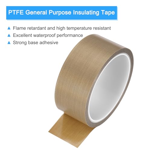 Image of MECCANIXITY 1 Pcs High Temperature Tape 38mm PTFE Coated Fabric Tape Heat Resistant Tape for Vacuum Sealers Adhesive Tape 10m /33ft Brown 0.18mm Thickness