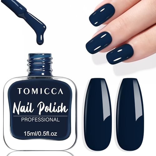 TOMICCA Vernis à Ongles Bleu Foncé, 15ml Brillant Séchage Rapide & Longue Durée, Décollable à Base d'eau Vernis à Ongles pour DIY Nail Art Manucure