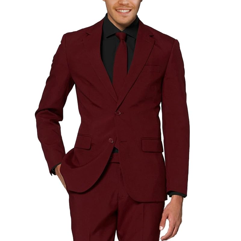 Men's 2 Piece Slim Fit Suit Set Two Button Blazer + Pants Casual Tuxedo Set for Wedding Party Jacket Dress Suit2
