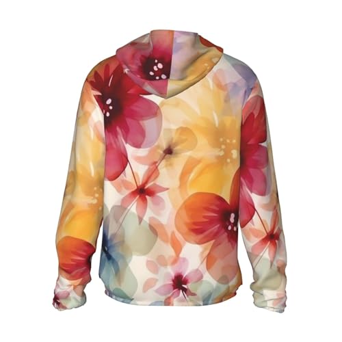 Men's Sun Protection Shirts Watercolor Style Flower Pattern Long Sleeve Sun Shirt for Fishing Running Hiking Swim2