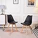 H.J WeDoo Lot de 2 Chaises Salle a Manger en Chêne, Moderne Chaise Scandinave avec Coussin en Similicuir, Noir
