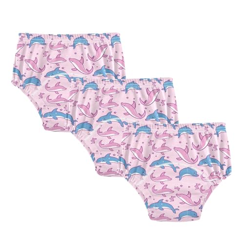 Pink and Blue Whale Cartoon Cotton Potty Training Underwear Pants for Toddler Girls Boys, 2t, 3t, 4t, 5t