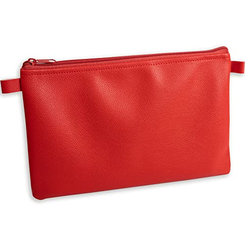 effektivo Banktasche mit Reißverschluss, Kunstleder rot, 27 x 17 cm, passend für Dokumente bis DIN A5