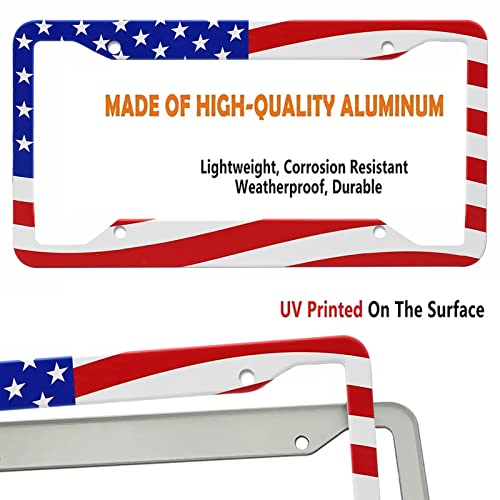 American Flag License Plate Frame 2Pack Car License Plate Frame License Plate Frame For Women Men Aluminum Metal License Plate Frame Automotive Universal License Plate Frame Car Number Plate Frame #TOP1