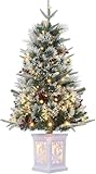 3 Ft Pre-Lit Christmas Tree, Artificial Christmas Trees with Lighting, Xmas Trees with 78 Led Lights, Christmas Decoration for Home, Office, Easy Assembly