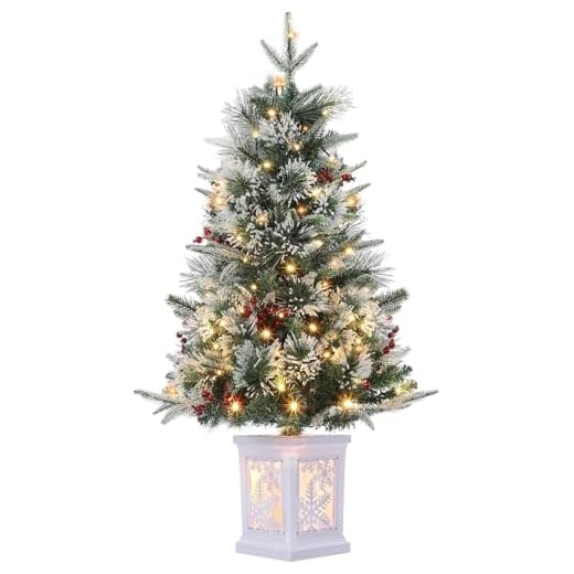 3 Ft Pre-Lit Christmas Tree, Artificial Christmas Trees with Lighting, Xmas Trees with 78 Led Lights, Christmas Decoration for Home, Office, Easy Assembly