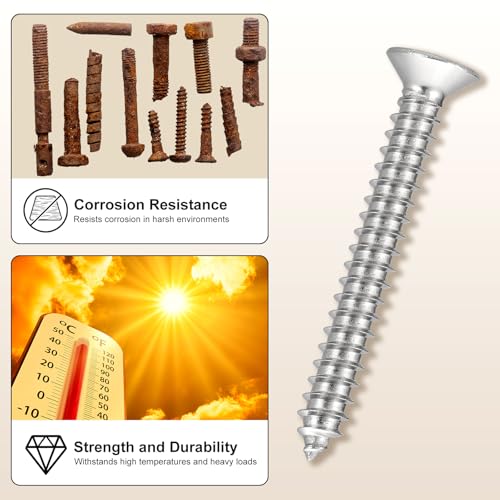 METALLIXITY 50Pcs (ST5x40mm) Tornillos para madera Phillips avellanados de acero inoxidable SS304 miniatura 4