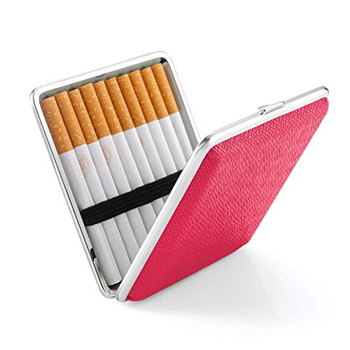 Pitillera de Piel y Metal Negro/marrón 20 Cigarrillos – Piel sintética Beige Caja de Cigarrillos Azul para Cigarrillos, filtros