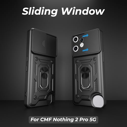 Image of A rtistque Armor Bumper Back Case Cover for Nothing CMF Phone 2 Pro 5G | Stylish Ring Holder & Inbuilt Stand | Sliding Camera Cover | TPU Protective Design | Nothing CMF 2 Pro Back Cover - Black
