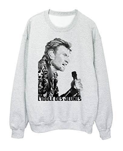 YouDesign Felpa stampata con cartone animato johnny hallyday Ref 2353, grigio, L