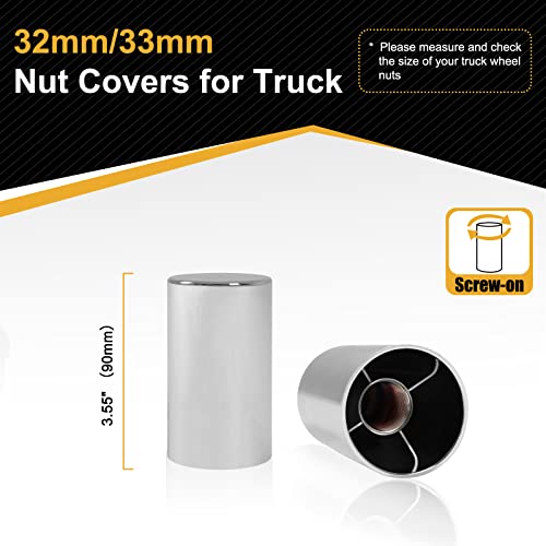 Image of 60Pcs Lug Nut Covers 33mm Cylinder Nut Covers ABS Chrome Plastic Anti-Rust Thread-on Nut Cover Caps for Semi Trucks