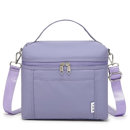 Image of NOL Natural Organic Lifestyle Insulated Lunch Bags for Women Cooler Bag Lightweight Nylon Waterproof Lunch Box For Work (Light purple, Medium(normal))