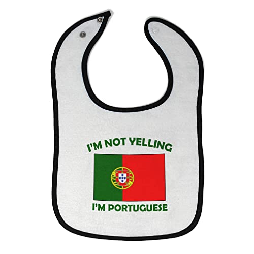Toddler & Baby Bibs Burp Cloths Not Yelling I'm Not Yelling I Am Portuguese Portugal Countries Cotton Baby Items for Baby Girl & Boy White Black Design Only