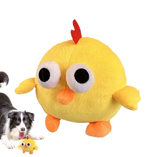Juguete para perros rebotantes, bola en movimiento para perros | Bounce Ball Cartoon Chicken Plushing Toys with Sound | Squeaker recargable, juguetes para perro rebotante interactivo
