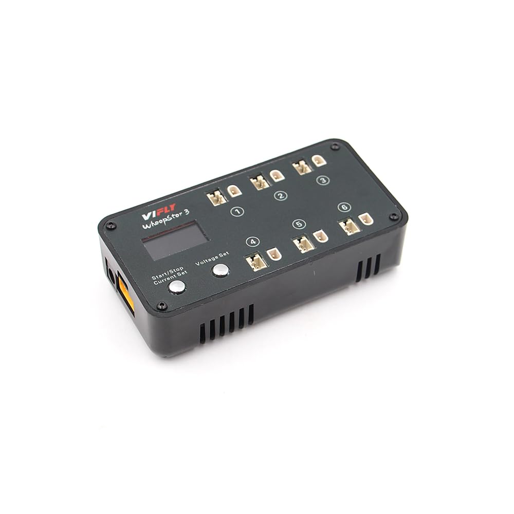 1S Lipo - Cargador de batería de 6 puertos 4,2 V 4,35 V BT2.0 PH2.0 con enchufe para VIFLY WhoopStor V3 Cargador FPV Tinywhoop mini drones (negro)