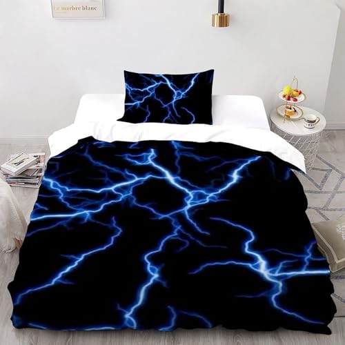 Housse de couette éclair bleu 135x200 microfibre avec taie d'oreiller - 2