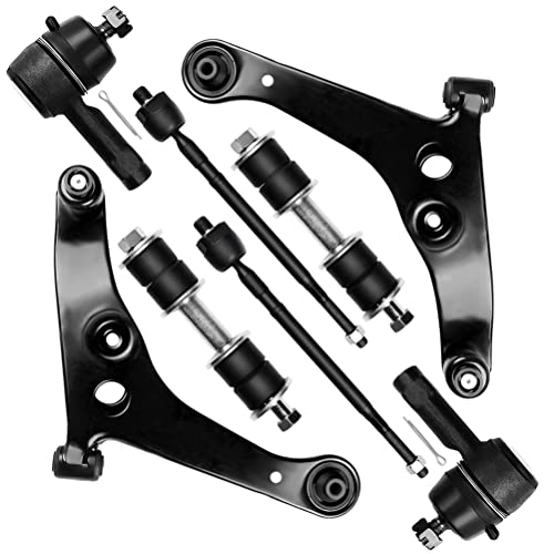 SCITOO 8pcs Suspension Kit Front Lower Control Arm w/Ball Joint Kit Inner Outer Tie Rod End Rear Stabilizer Sway Bar Link Fit 2002-2007 For Mitsubishi Lancer 2.0L 2.4L