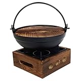 HEALLILY Kleiner japanischer Shabu-Nabemono-Topf aus Gusseisen mit Ständer, Picknick-Kochgeschirr für Eintopf und heißen Topf, stabiles antihaftbeschichtetes Eisen für den Innen- und Campinggebrauch