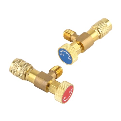 2 piezas de válvula para aire acondicionado, adaptador de seguridad flotante para refrigerantes R410A y R22, 1/4 pulgada miniatura 6
