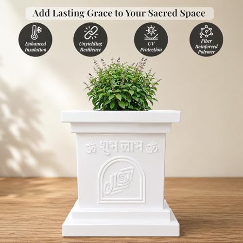 Image of Niyara Tulsi Fibre Pot for Indoor, Outdoor, Home Office, Pooja Plants Gamla (12 Inch, FRP)