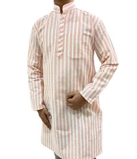 Image of Men Kurta Long Sleeve Regular Fit Classic Ethnic for Casual Festive and Function Occasions