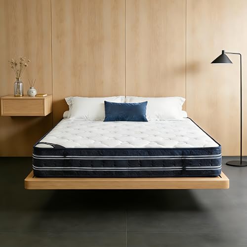 Colchón 140x190 cm Altura 30 cm, Certificado Oeko-TEX, Firmeza Media, Colchones para Cama Híbrido con Blue Latex y Espuma HR, Mejora el Sueño, Alta Densidad, Ergonómico 10 Zonas, Ultra Transpirable