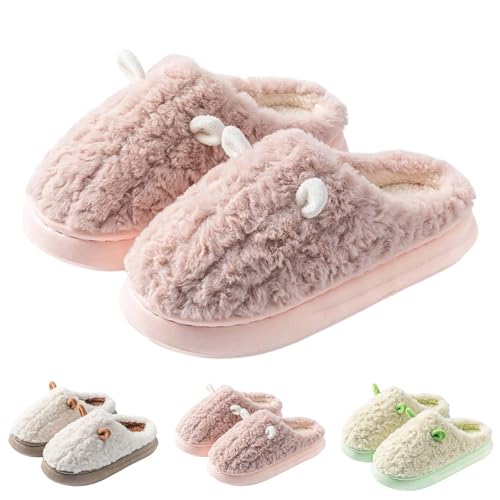 Comode pantofole da donna per la casa - Calzature da interno con suola spessa dal design slip-on, perfette per un relax accogliente e il tempo libero quotidiano, bianco, 37 EU