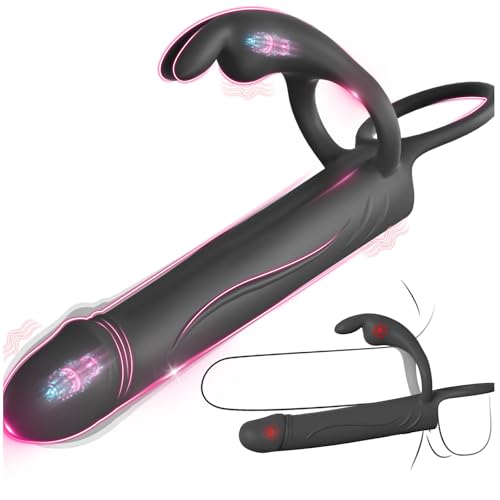 Vibrating Anal Butt Plug with Cock Ring Rabbit Clitoral Stimulator Strap On Double Anal Dildo Anal Couples Male Adult Sex Toys for Men Women Fatdhu Small Penis Ring Vibrator Prostate Massager Sex Toy